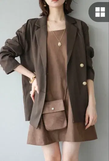 Lumier 더블 테일러드 자켓 + 스웨이드 미니 원피스 (2SET)