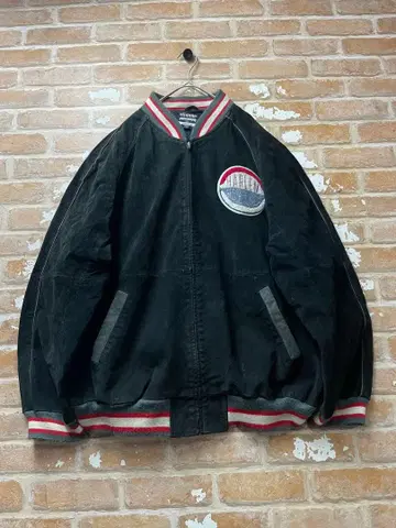 90s PLATINUM FUBU 후부 가죽 자켓 바시티 자켓 블랙 돈피