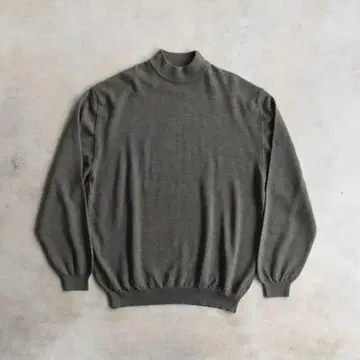 90s 메리노울 모크넥 니트 스웨터 브라운 L 이탈리아제