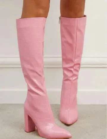 새상품 롱 부츠 핑크 [ 26.5 ]