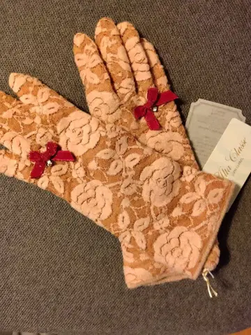 꽃무늬 레이스 장갑 빨간색 리본 포함