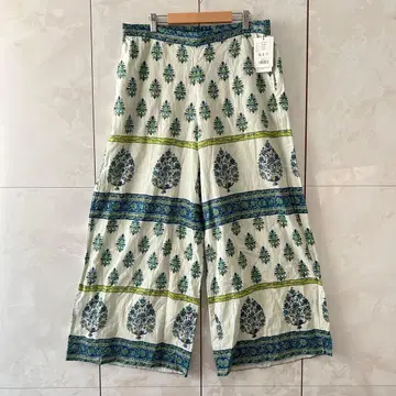 antiqua 인도 면 와이드 팬츠 보태니컬 무늬 F