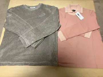 다이아 무늬 플리스 스웨터와 맨투맨 2점(M)