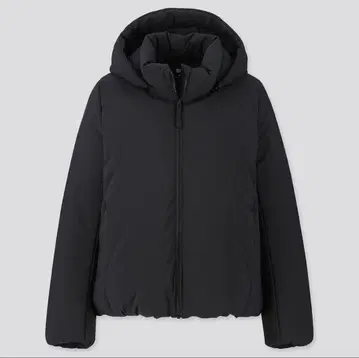 유니클로 하이브리드 다운 후드티 XS 블랙