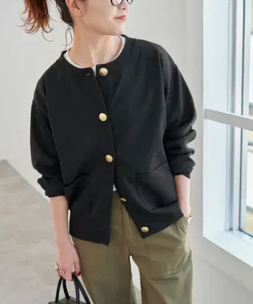 워셔블 크루넥 가디건 블랙 spick&span 스픽