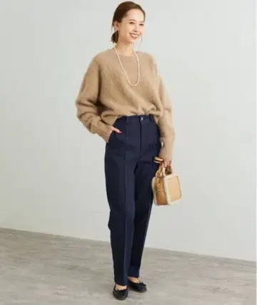 SLOBE IENA 데님 핀턱 팬츠