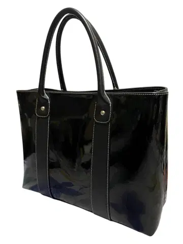 덴하마노 패던트 레더 핸드백 토트백 블랙