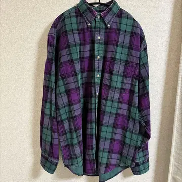 90s L.L.Bean 코듀로이 체크 셔츠