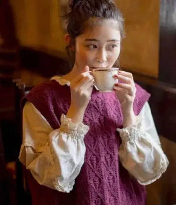 미사용 택 포함 유베시상 x 사만사 모스모스 2way 전후 착용 니트