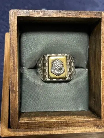 AVIREX 엠블럼 실버 반지 박스 포함