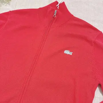LACOSTE 레드 니트 풀 집업