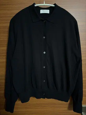 카구레 코튼 폴로 니트 가디건 블랙