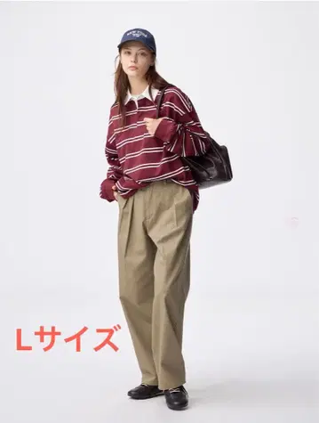 gu 치노 배럴 레그 턱 팬츠 l 베이지 새상품