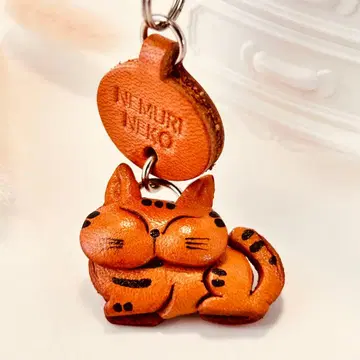 [천연 가죽] 마스코트 스트랩 호랑이 고양이 잠듬 VANCA CRAFT