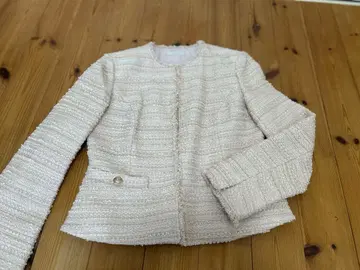 택 포함 미사용 새상품 EPOCA 40 노카라 트위드 자켓