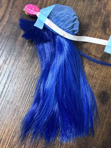 인형 가발 블루 3인치 핸드메이드