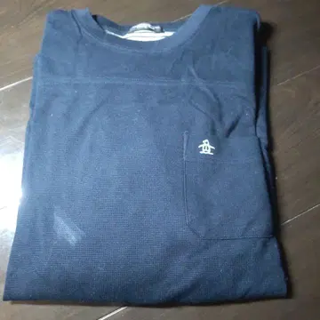 Munsingwear 네이비 긴팔 티셔츠 포켓 부착