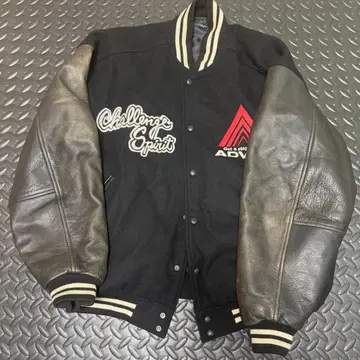 레어 [ ADVAN 애드밴 ] 로고 자수/소매 가죽/바시티 자켓