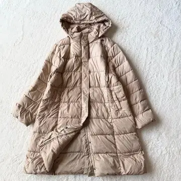 충전솜 다운 롱 코트 빅 사이즈 4L 세탁 가능 베이지 미사용급