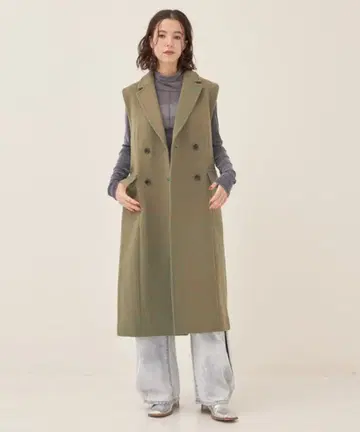 [미사용 새상품] publictokyo 울 샴브레이 롱 베스트