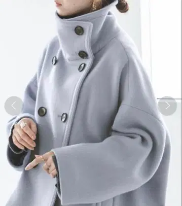 새상품급! noble 스탠드 카라 오버코트 블루