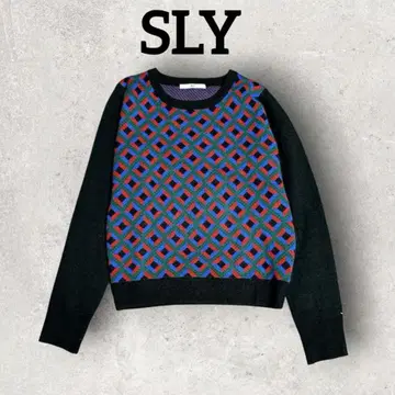 SLY 마름모 자카드 편직 니트 풀오버 여성용 (1) 블랙