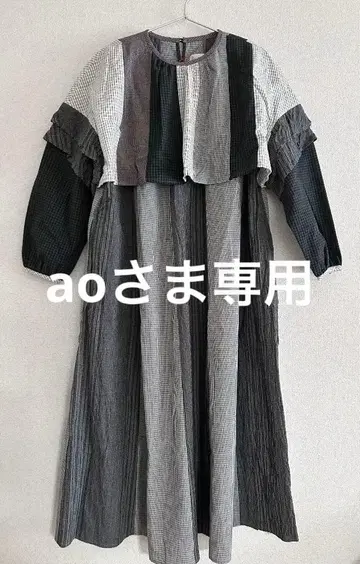 [새상품 미사용] l'atelier du savon 체크 패치 원피스