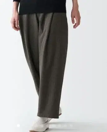 무인 MUJI 스트레치 기모 턱 와이드 팬츠