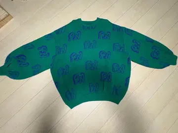 PUNYUS 그린 로고 니트 스웨터