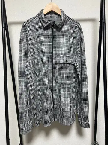 글렌체크 집업 셔츠 블루종