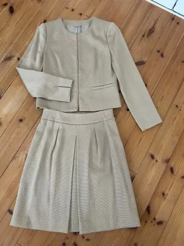 ANAYI 38 베이지 리브 스커트 셋업