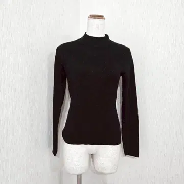 하이넥 블랙 심플 리브 티셔츠 ( M ) 베이직