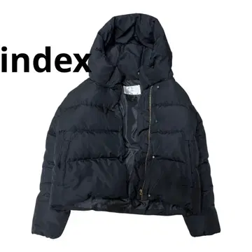 인덱스 블랙 후드 부착 숏 다운 자켓