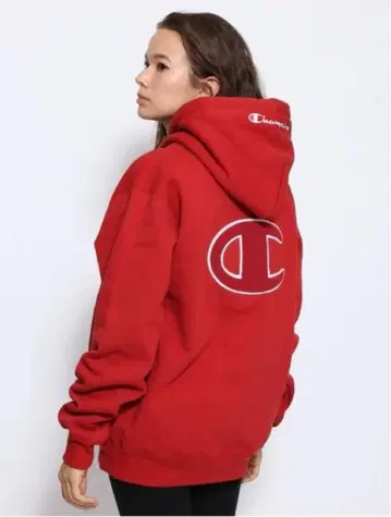 X-girl 후드 부착 후드티 레드