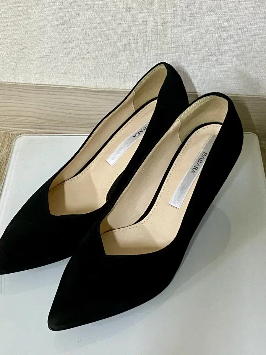 Barbara BABARA Black Suede Pumps Heel Women's Shoes