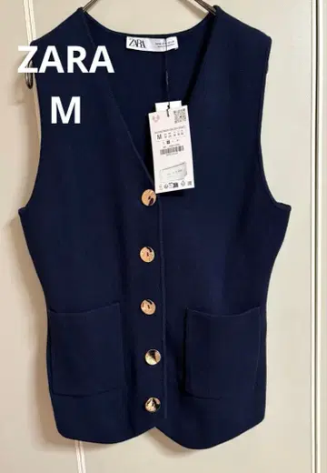 ZARA 골드 버튼 니트 베스트 네이비 M 사이즈