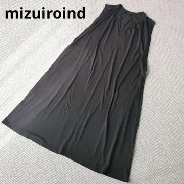 미즈이로 인드 울 혼방 스키퍼 롱 원피스 루즈핏 브라운