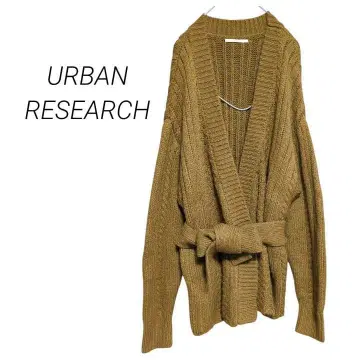 [ 어반 리서치 ] 니트 롱 가디건 벨트 포함 가운 F 황토색
