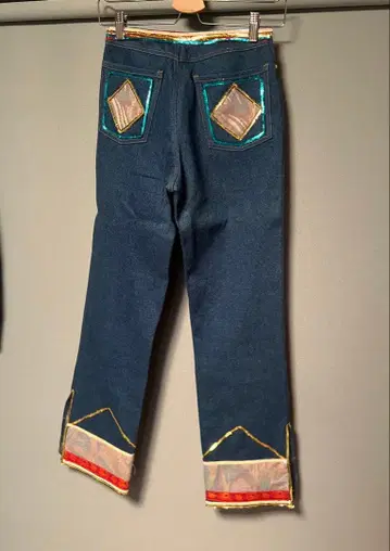 다크 블루 데님 플레어 팬츠