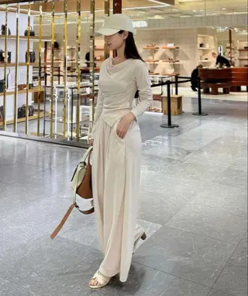 qung 요신 드레이프 개더 SET 셋업 페일 아이보리