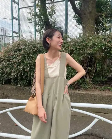 CLANE HIGH WAIST SUSPENDER PANTS