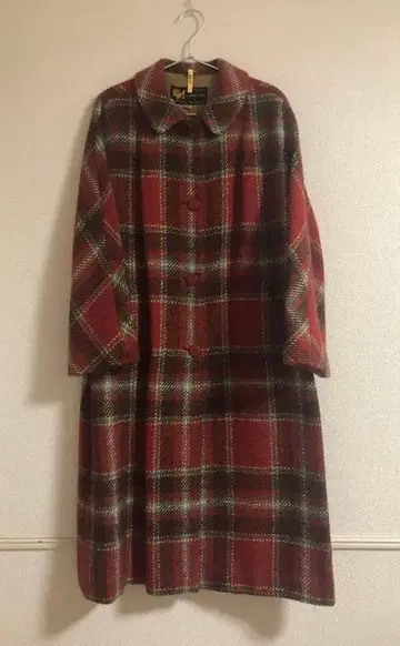 YORKLAND 울 코트 체크 빨간색