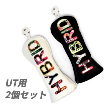 골프 유틸리티 골프헤드커버 2세트 BLENDED 꽃무늬 화이트 블랙