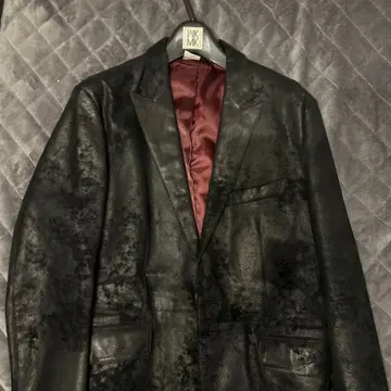 블랙 가죽 테일러드 자켓