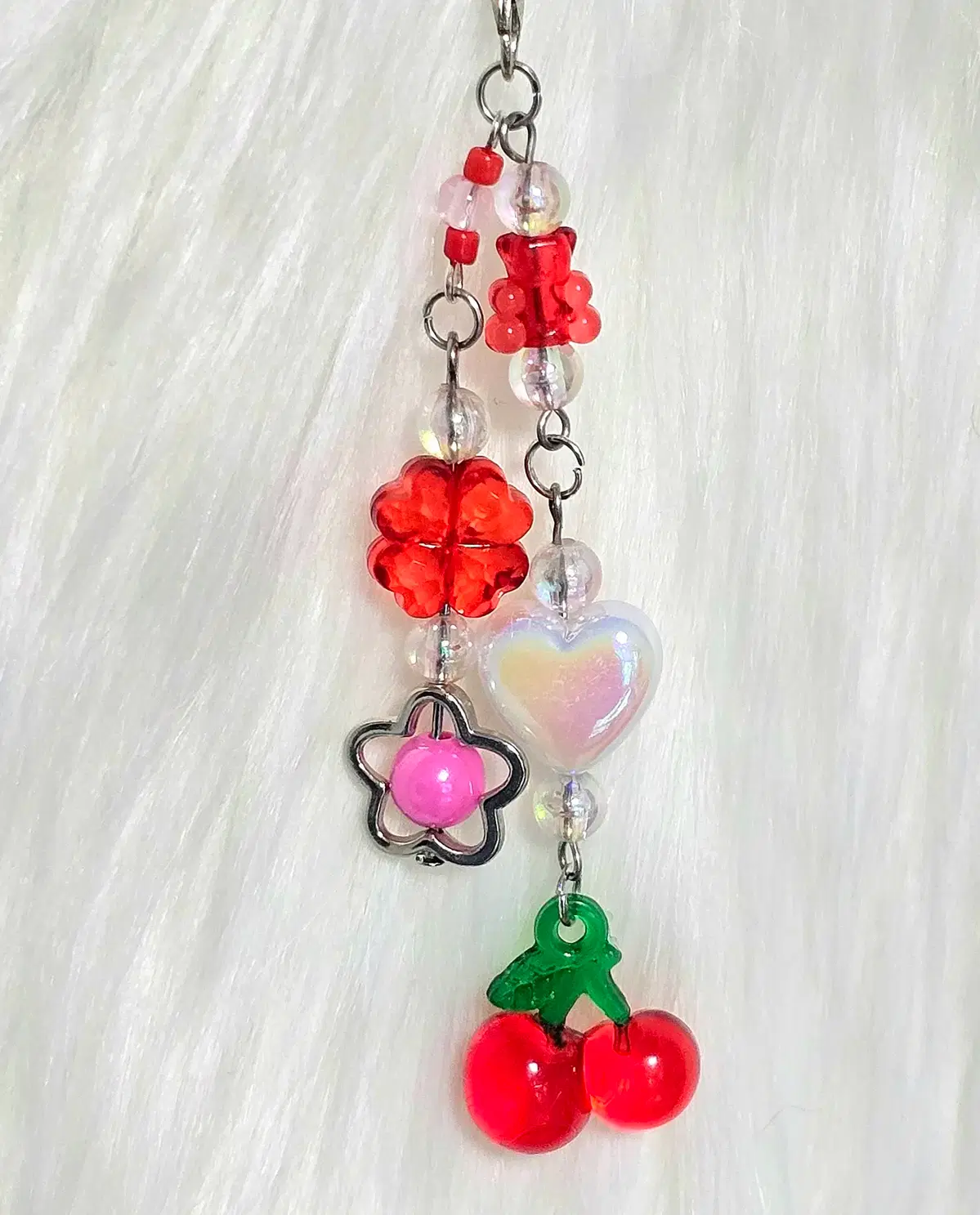 Two-line cherry bead keychain :):