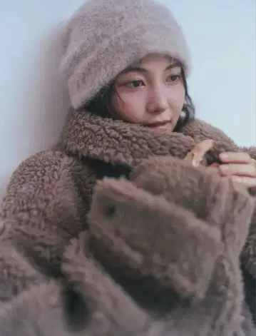 andequal stand neck boa coat BROWN