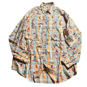 Papas 올 패턴 셔츠 체크 인디언 오버 사이즈 파파스