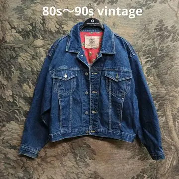 80s~90s 빈티지 인디고 크롭 데님 자켓