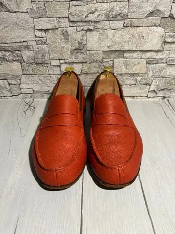 J.M. WESTON 오렌지 가죽 로퍼 슬립온 US10