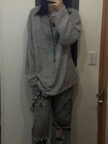 (격렬한 멋) 그런지 샤기 니트 그런지 y2k